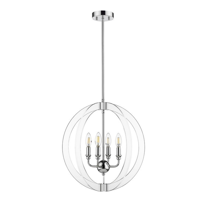 OVE DECORS 15LPE-ISAB19-LCOKY ISABELLE 4-LIGHT LED GLOBE CHANDELIER IN CHROME