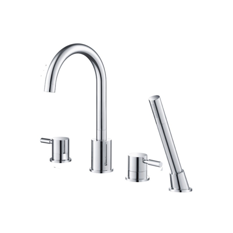 ISENBERG 100.2400 SERIE 100 4 HOLE DECK MOUNTED ROMAN TUB FAUCET WITH HAND SHOWER