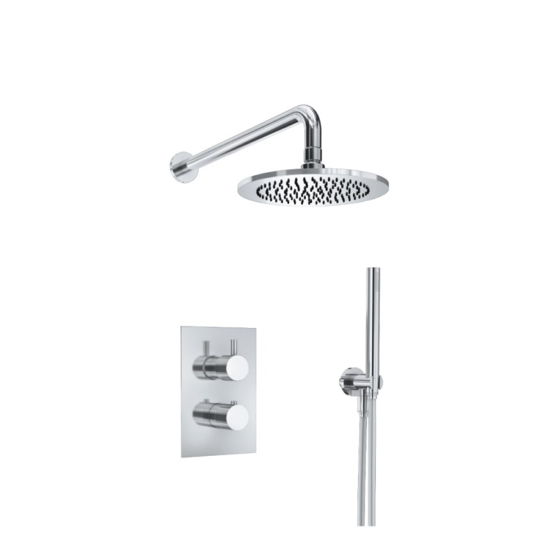 ISENBERG 100.7050 SERIE 100 SHOWER SET WITH SHOWER HEAD, HAND SHOWER, THERMOSTATIC VALVE AND TRIM