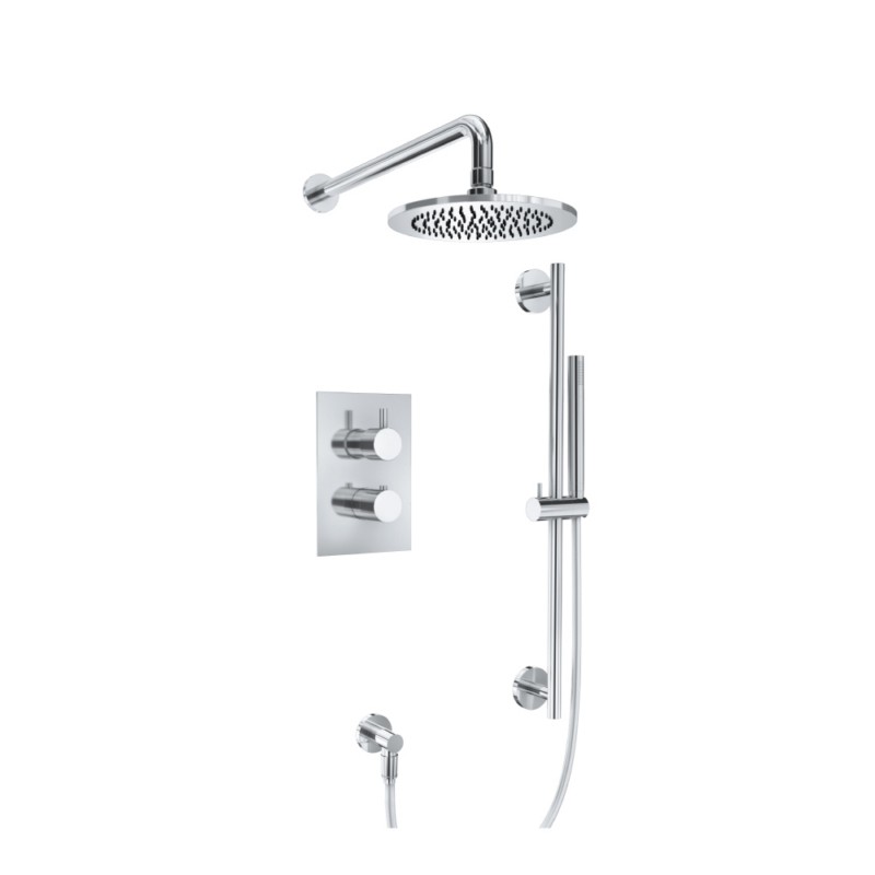 ISENBERG 100.7100 SHOWER SET WITH SHOWER HEAD, HAND SHOWER, SLIDE BAR AND THERMOSTATIC VALVE AND TRIM