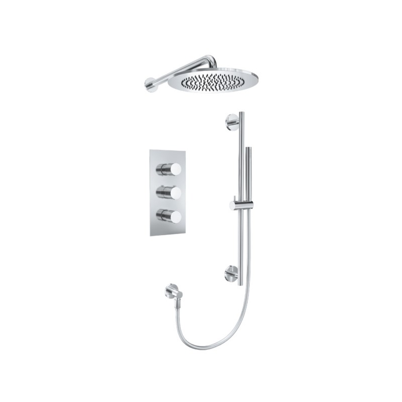 ISENBERG 100.7200 SHOWER SET WITH SHOWER HEAD AND HAND SHOWER, SLIDE BAR, THERMOSTATIC VALVE AND TRIM