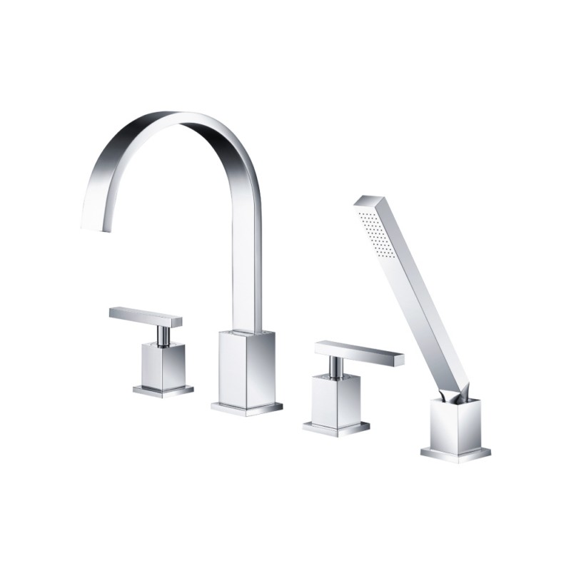 ISENBERG 150.2400CP SERIE 150 4 HOLE DECK MOUNTED ROMAN TUB FAUCET WITH HAND SHOWER IN CHROME