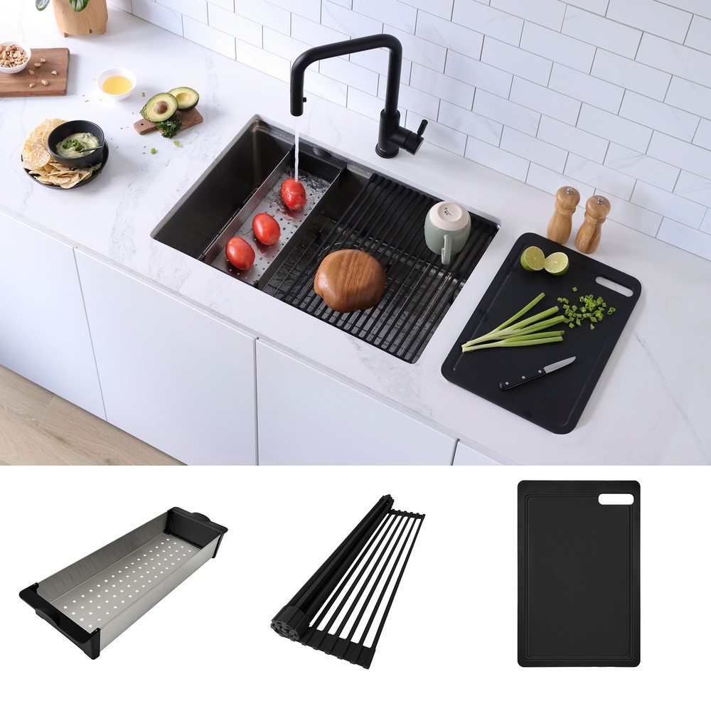 STYLISH A-918KIT ACCESSORIES KIT - CUTTING BOARD WITH COLANDER AND WORKSTATION ROLL-UP DRYING RACK