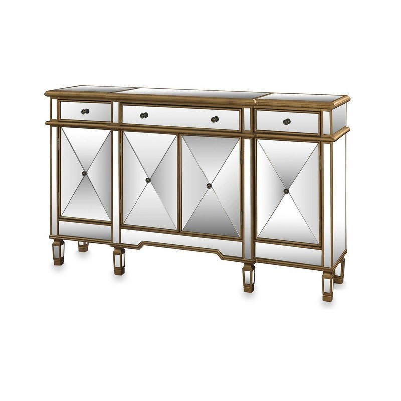 CHANS FURNITURE DH-427-304 60 INCH MIRRORED ANDREA CONSOLE WITH GOLD TONE