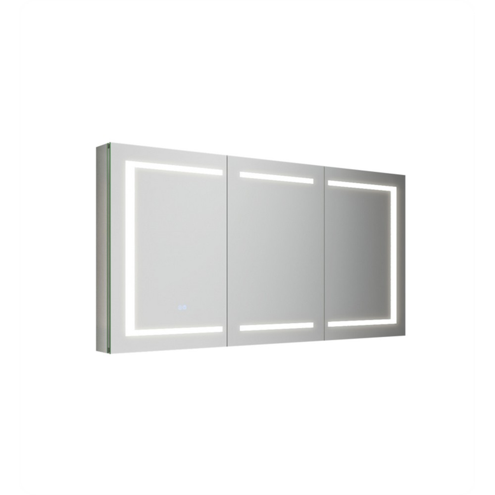 FRESCA FMC026030 SPAZIO 60 X 30 INCH RECTANGULAR RECESSED SURFACE FRAMED MEDICINE CABINET WITH LED LIGHT