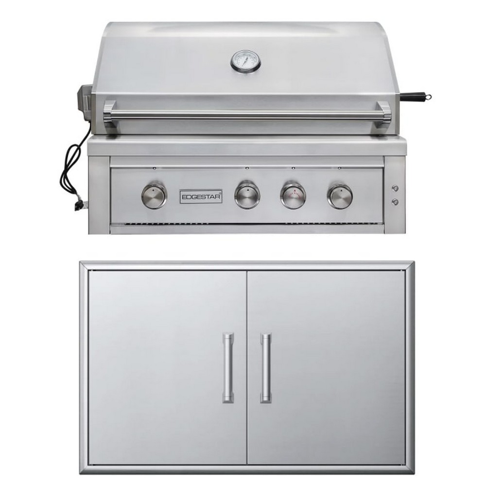 EDGESTAR GRL360IBKIT 36 INCH 89000 BTU BUILT-IN GRILL WITH INSULATED JACKET AND DOUBLE ACCESS DOORS