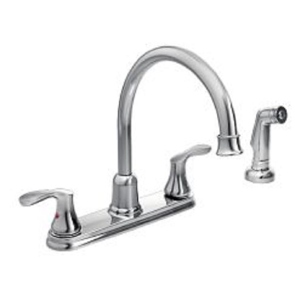 MOEN 40619 CORNERSTONE DOUBLE HANDLE DECK MOUNTED KITCHEN FAUCET WITH SIDE SPRAY