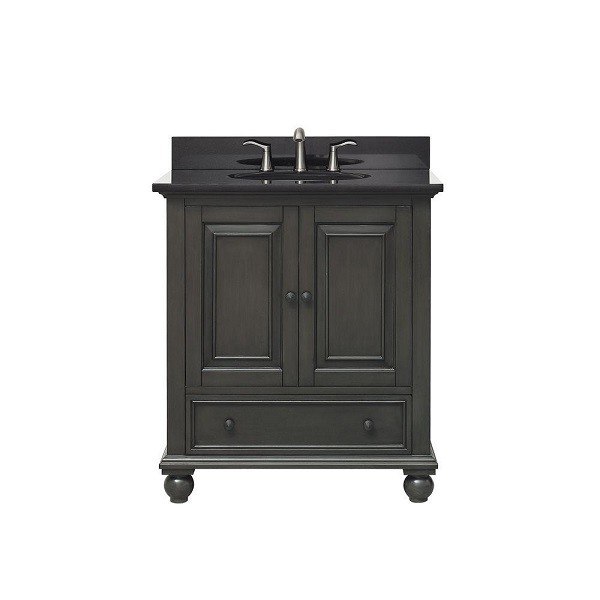 AVANITY THOMPSON-VS30-CL-A THOMPSON 31 INCH VANITY IN CHARCOAL GLAZE WITH IMPALA BLACK GRANITE TOP