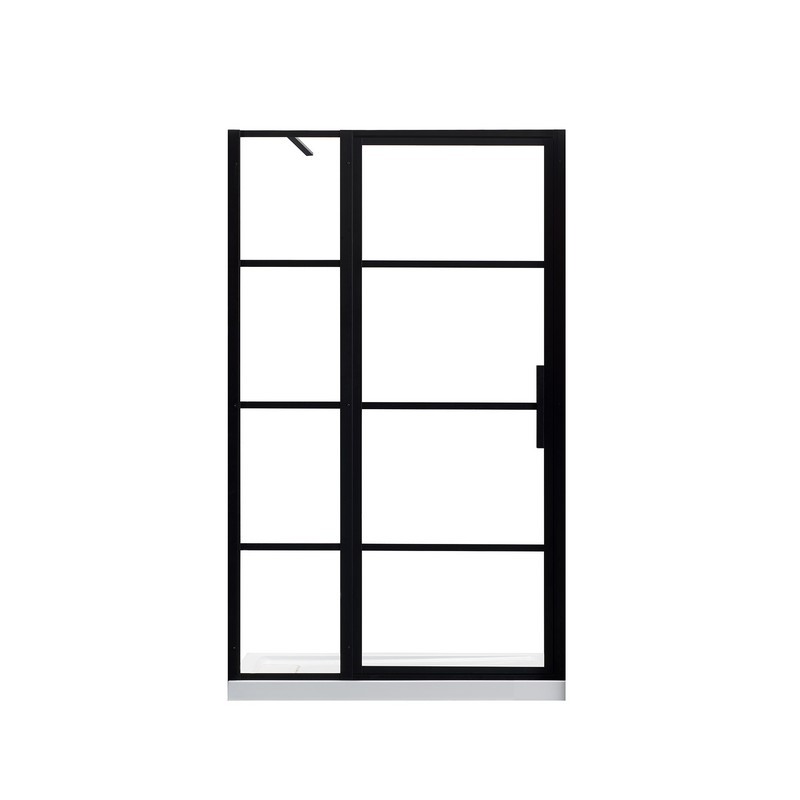 OVE DECORS 15SGP-MILA48-BLKAC MILANO 48 INCH SHOWER PIVOT DOOR WITH TEMPERED GLASS IN BLACK