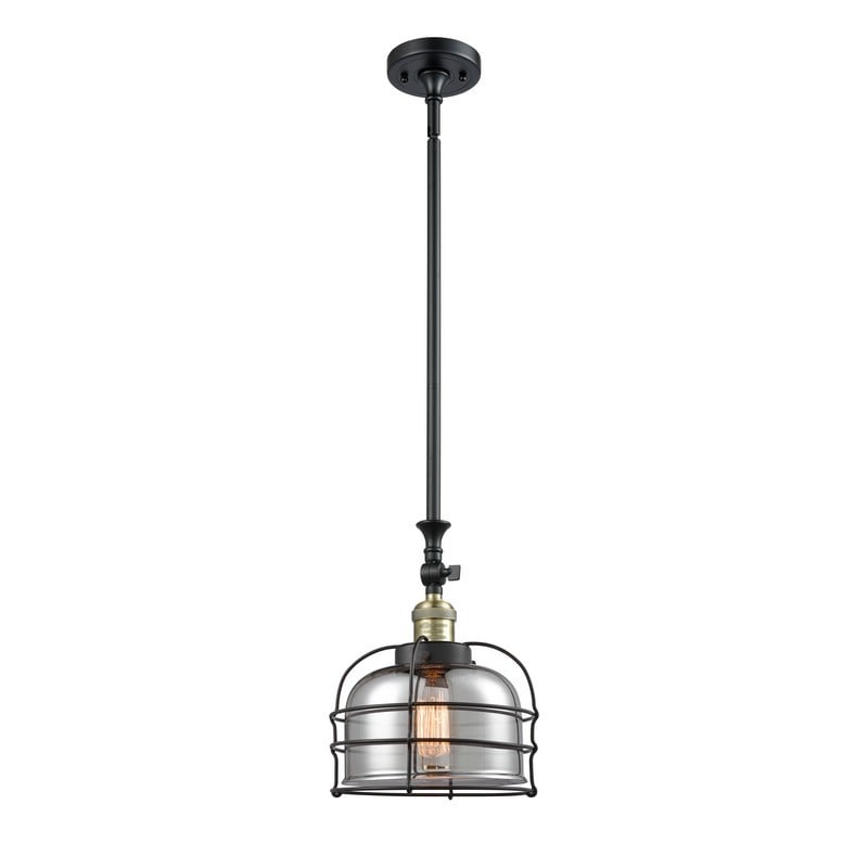 INNOVATIONS LIGHTING 206-G73-CE FRANKLIN RESTORATION LARGE BELL CAGE 1 LIGHT 9 INCH PLATED SMOKE GLASS MINI PENDANT