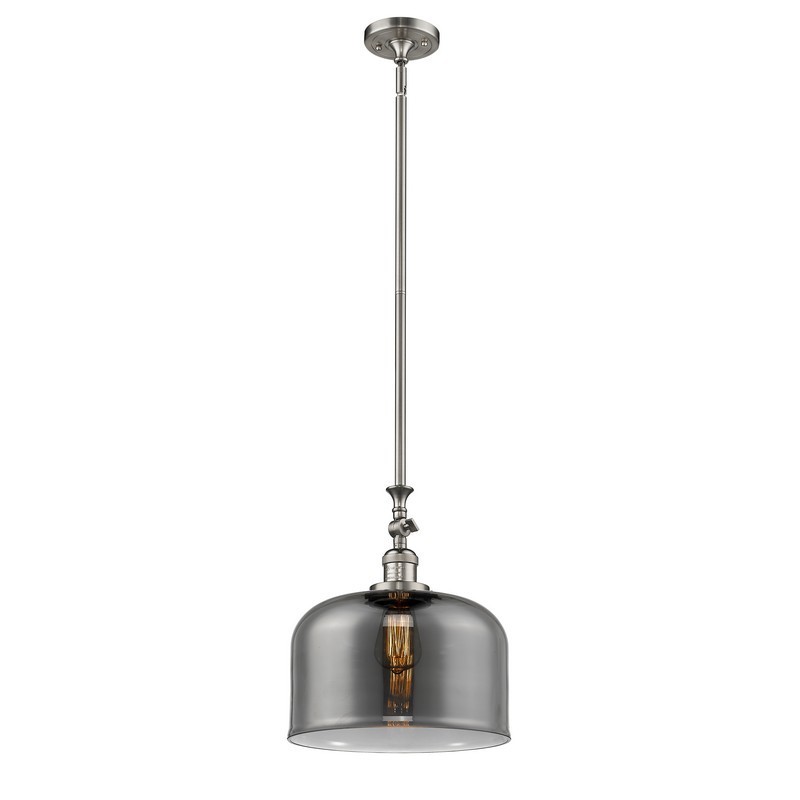 INNOVATIONS LIGHTING 206-G73-L FRANKLIN RESTORATION X-LARGE BELL CAGE 12 INCH ONE LIGHT PLATED SMOKED X-LARGE CASED GLASS PENDANT
