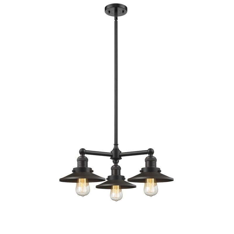 INNOVATIONS LIGHTING 207-M5 FRANKLIN RESTORATION RAILROAD 19 INCH THREE LIGHT SINGLE TIER CHANDELIER