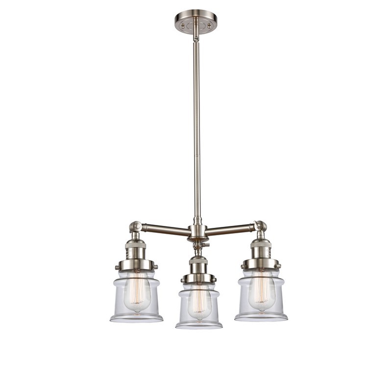 INNOVATIONS LIGHTING 207-G182S FRANKLIN RESTORATION SMALL CANTON 18 INCH THREE LIGHT CEILING MOUNT SINGLE TIER CLEAR GLASS MINI CHANDELIER