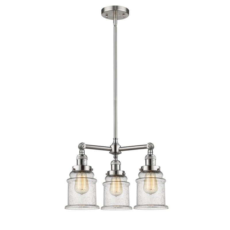 INNOVATIONS LIGHTING 207-G184 FRANKLIN RESTORATION CANTON 18 INCH THREE LIGHT SINGLE TIER SEEDY GLASS CHANDELIER