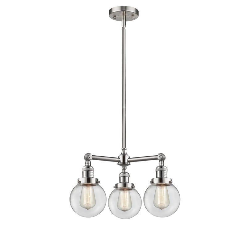 INNOVATIONS LIGHTING 207-G202-6 FRANKLIN RESTORATION BEACON 19 INCH THREE LIGHT CLEAR GLASS SINGLE TIER CHANDELIER