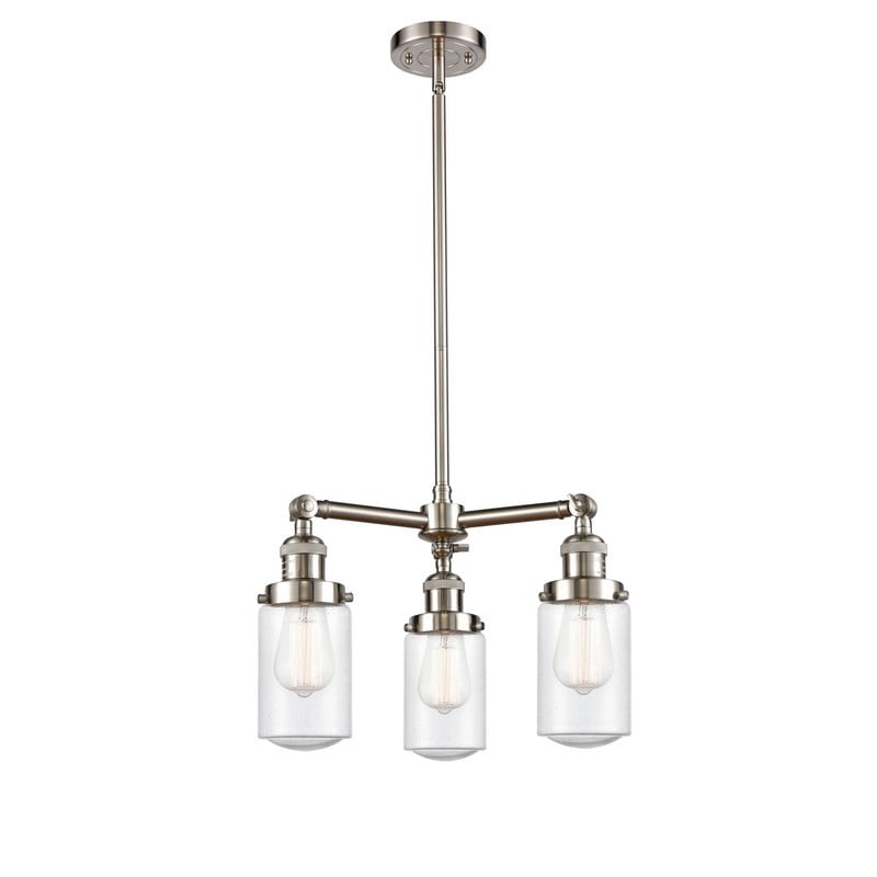 INNOVATIONS LIGHTING 207-G314 FRANKLIN RESTORATION DOVER 3 LIGHT 17 INCH CEILING MOUNT SEEDY GLASS CHANDELIER