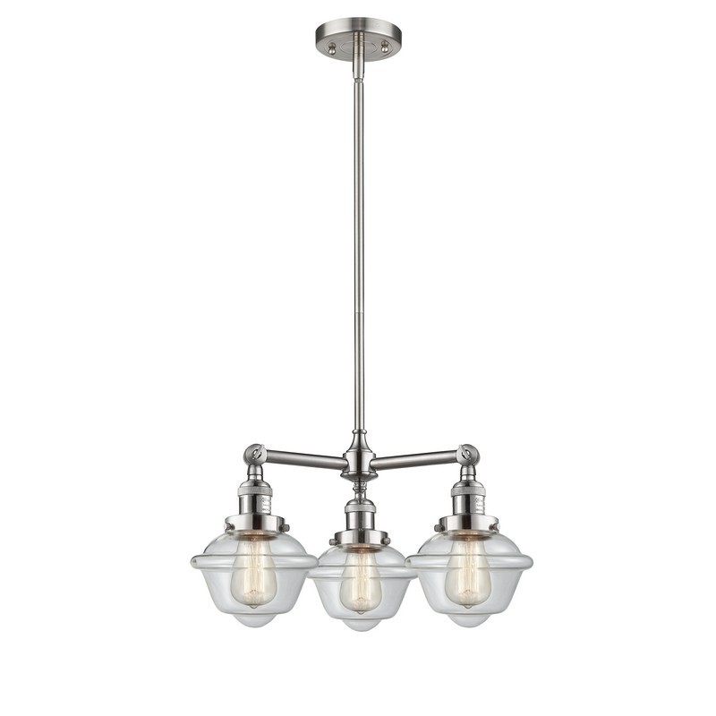 INNOVATIONS LIGHTING 207-G532 FRANKLIN RESTORATION SMALL OXFORD 20 INCH THREE LIGHT CEILING MOUNT SINGLE TIER CLEAR GLASS CHANDELIER