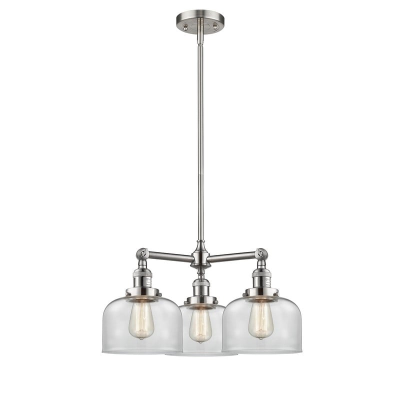 INNOVATIONS LIGHTING 207-G72 FRANKLIN RESTORATION LARGE BELL 22 INCH THREE LIGHT SINGLE TIER CLEAR GLASS CHANDELIER