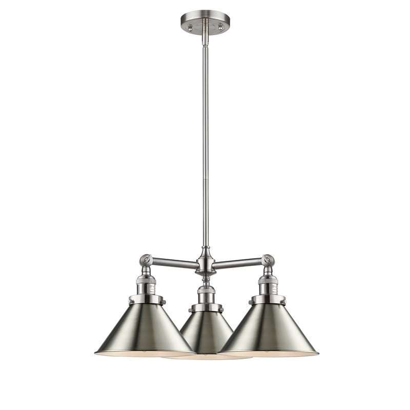 INNOVATIONS LIGHTING 207-M10 FRANKLIN RESTORATION BRIARCLIFF 24 INCH THREE LIGHT CEILING MOUNT SINGLE TIER M10 METAL SHADE CHANDELIER