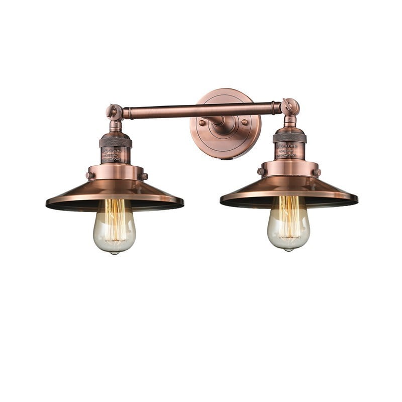 INNOVATIONS LIGHTING 208-AC-M3 FRANKLIN RESTORATION RAILROAD 18 INCH TWO LIGHT WALL OR CEILING MOUNT VANITY LIGHT