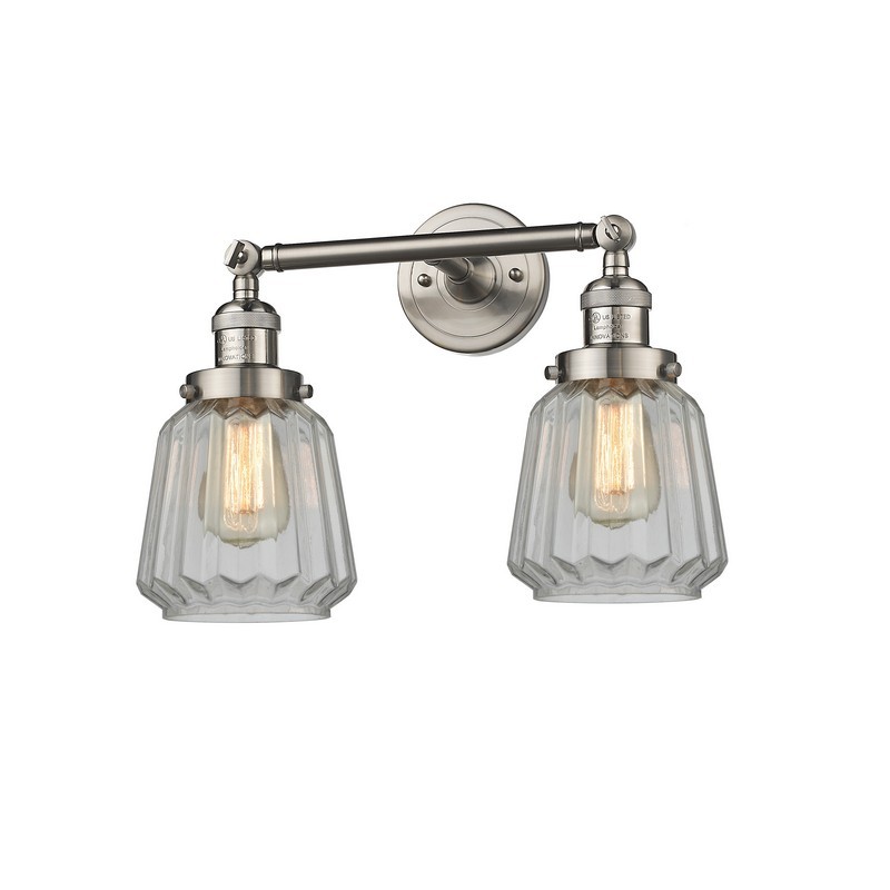 INNOVATIONS LIGHTING 208-G142 FRANKLIN RESTORATION CHATHAM 16 INCH TWO LIGHT WALL OR CEILING MOUNT CLEAR GLASS VANITY LIGHT