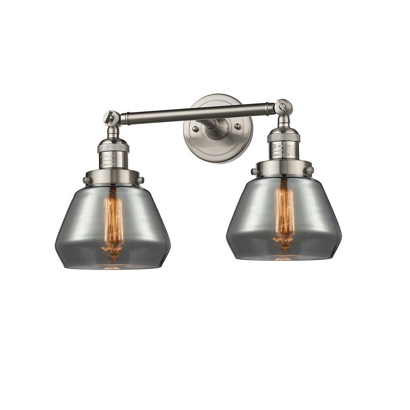 INNOVATIONS LIGHTING 208-G173 FRANKLIN RESTORATION FULTON 16 1/2 INCH TWO LIGHT WALL OR CEILING MOUNT SMOKED GLASS VANITY LIGHT