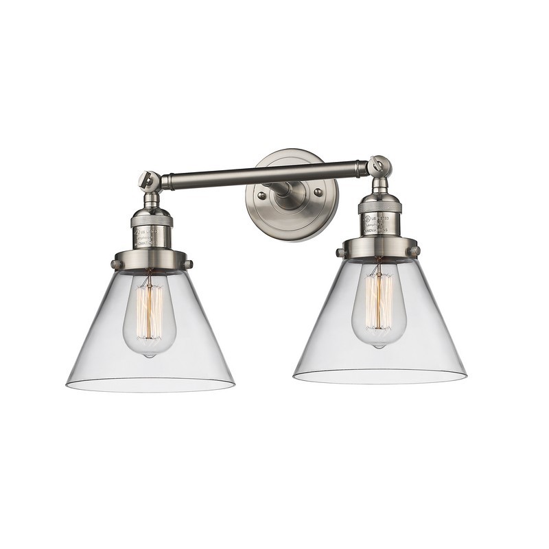 INNOVATIONS LIGHTING 208-G42 FRANKLIN RESTORATION LARGE CONE 18 INCH TWO LIGHT WALL OR CEILING MOUNT CLEAR GLASS VANITY LIGHT