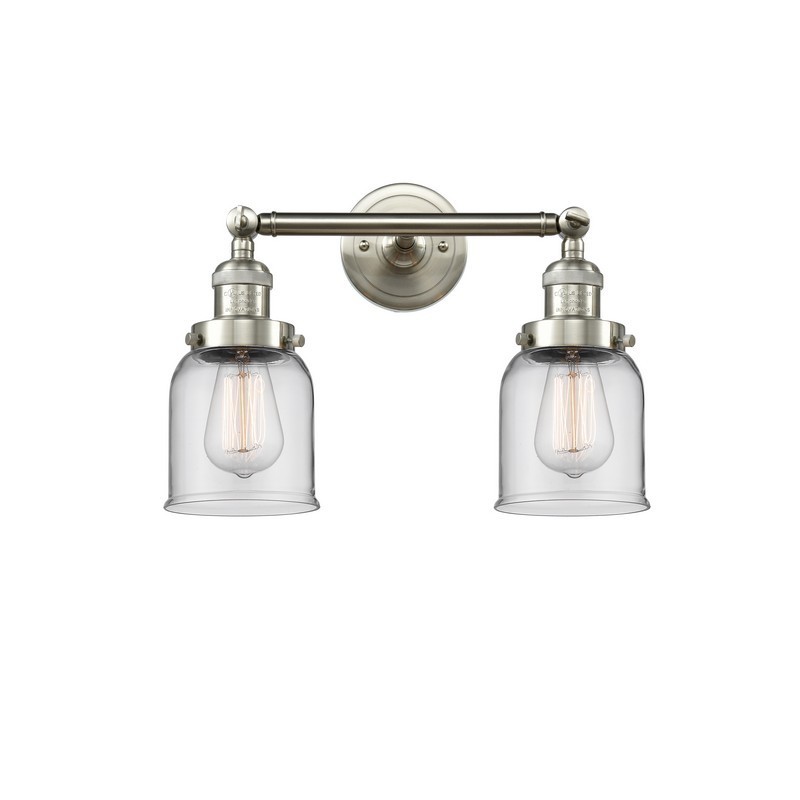 INNOVATIONS LIGHTING 208-G52 FRANKLIN RESTORATION SMALL BELL 16 INCH TWO LIGHT WALL OR CEILING MOUNT CLEAR GLASS VANITY LIGHT