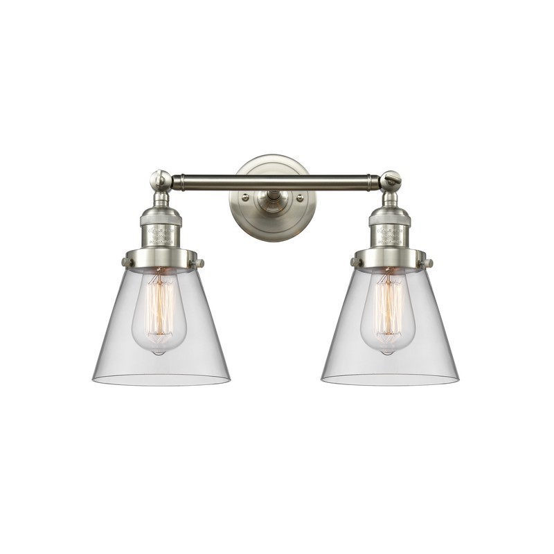 INNOVATIONS LIGHTING 208-G62 FRANKLIN RESTORATION SMALL CONE 16 INCH TWO LIGHT WALL OR CEILING MOUNT CLEAR GLASS VANITY LIGHT