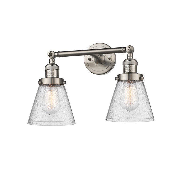 INNOVATIONS LIGHTING 208-G64 FRANKLIN RESTORATION SMALL CONE 16 INCH TWO LIGHT WALL OR CEILING MOUNT SEEDY GLASS VANITY LIGHT