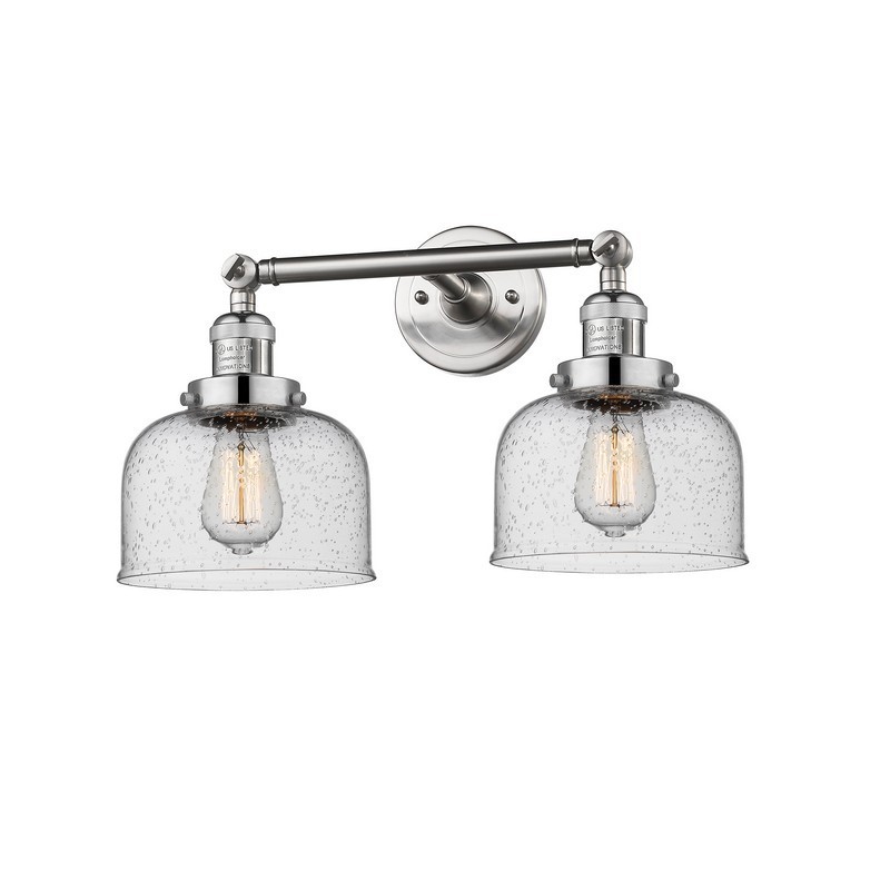 INNOVATIONS LIGHTING 208-G74 FRANKLIN RESTORATION LARGE BELL 19 INCH TWO LIGHT WALL OR CEILING MOUNT SEEDY GLASS VANITY LIGHT