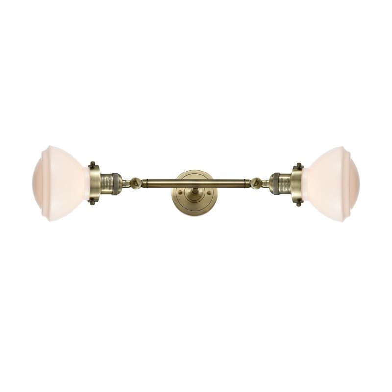 INNOVATIONS LIGHTING 208L-G321 FRANKLIN RESTORATION OLEAN 2 LIGHT 6 3/4 INCH MATTE WHITE GLASS VANITY LIGHT