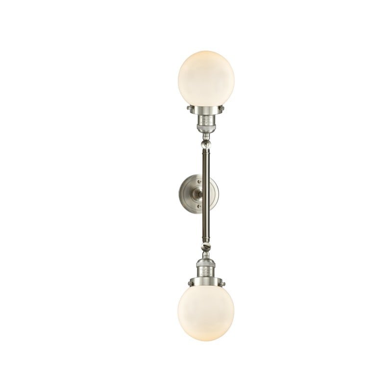 INNOVATIONS LIGHTING 208L-G201-6 FRANKLIN RESTORATION BEACON 6 INCH TWO LIGHT WALL MOUNT CASED GLASS VANITY LIGHT