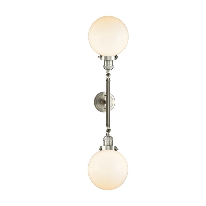 INNOVATIONS LIGHTING 208L-G201-8 FRANKLIN RESTORATION BEACON 8 INCH TWO LIGHT WALL MOUNT CASED GLASS VANITY LIGHT