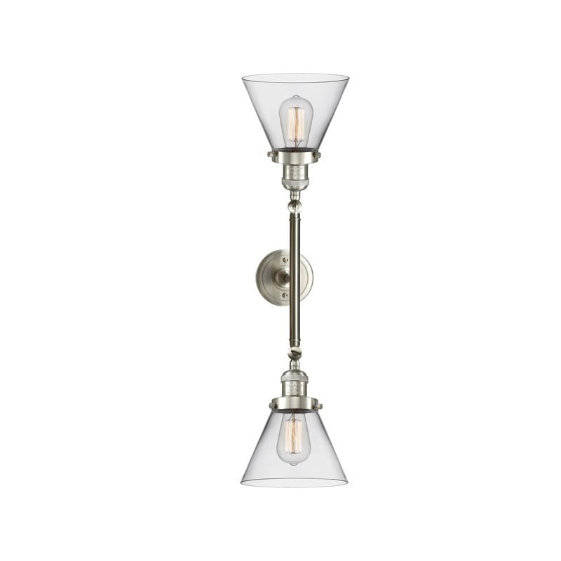 INNOVATIONS LIGHTING 208L-G42 FRANKLIN RESTORATION LARGE CONE 7 3/4 INCH TWO LIGHT WALL MOUNT VANITY LIGHT