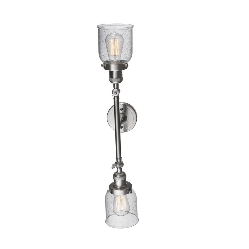 INNOVATIONS LIGHTING 208L-G54 FRANKLIN RESTORATION SMALL BELL 5 INCH TWO LIGHT UP OR DOWN SEEDY GLASS VANITY LIGHT WITH SEEDY GLASS