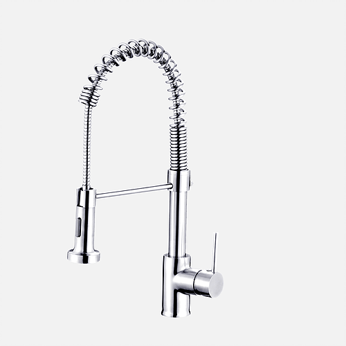 Stylish K-107 17 1/2 INCH SINGLE HANDLE PULL DOWN DUAL MODE LEAD FREE KITCHEN SINK FAUCET