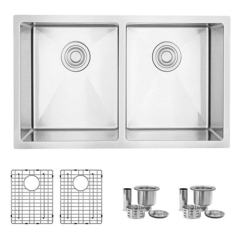 STYLISH S-304TG 30 INCH STAINLESS STEEL DOUBLE BASIN DUAL MOUNT KITCHEN SINK WITH GRIDS AND STRAINERS