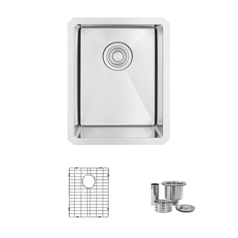 STYLISH S-310G 14 INCH SINGLE BASIN UNDERMOUNT STAINLESS STEEL KITCHEN SINK WITH GRID AND STRAINER