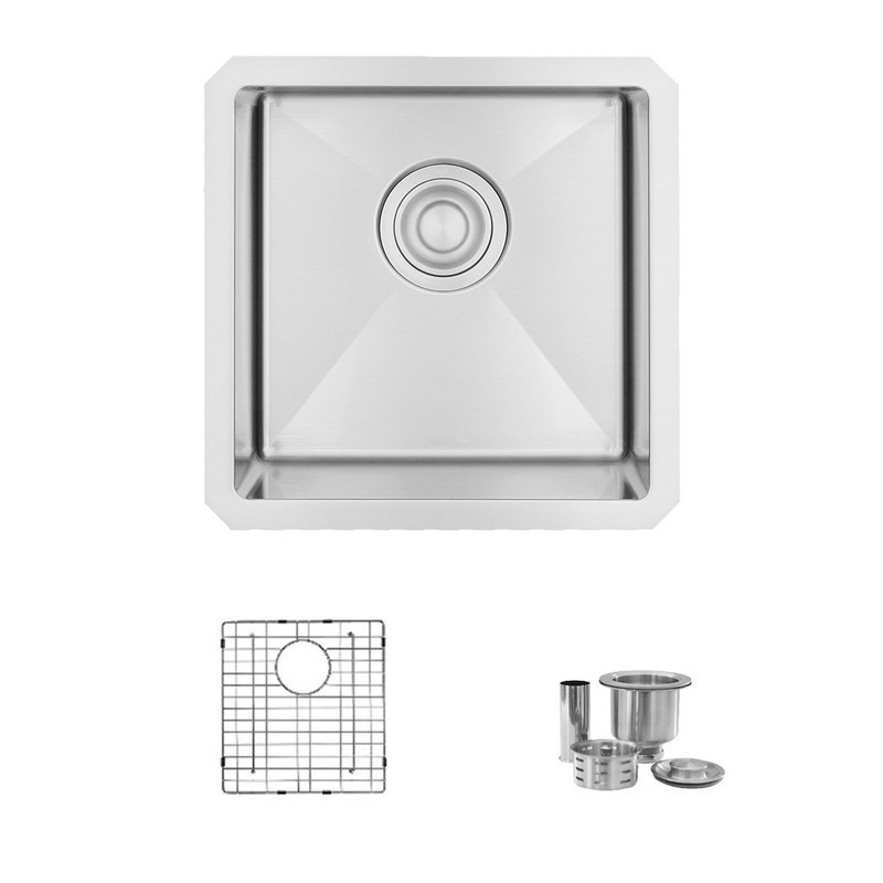 STYLISH S-317G 15 INCH SINGLE BASIN UNDERMOUNT STAINLESS STEEL KITCHEN SINK WITH GRID AND STRAINER
