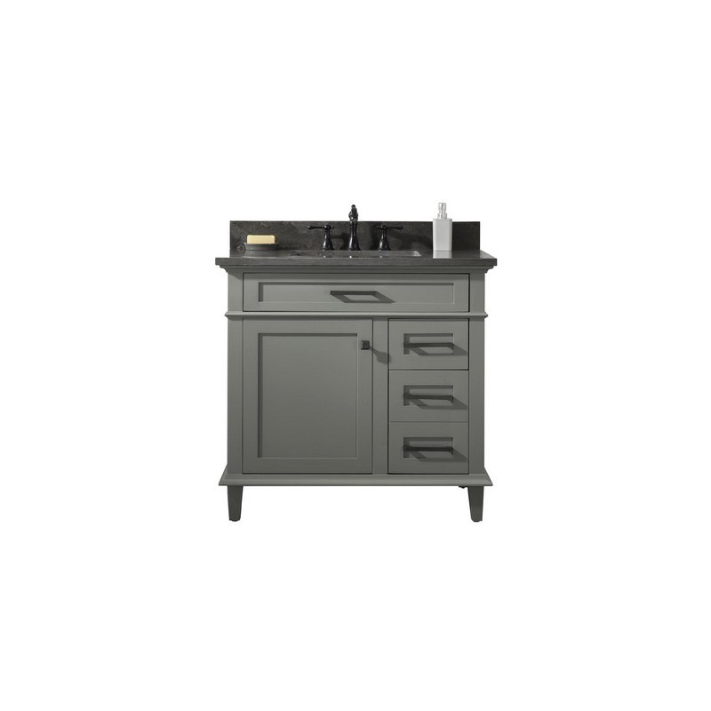 LEGION FURNITURE WLF2236-PG 36 INCH PEWTER GREEN FINISH SINK VANITY CABINET WITH BLUE LIME STONE TOP