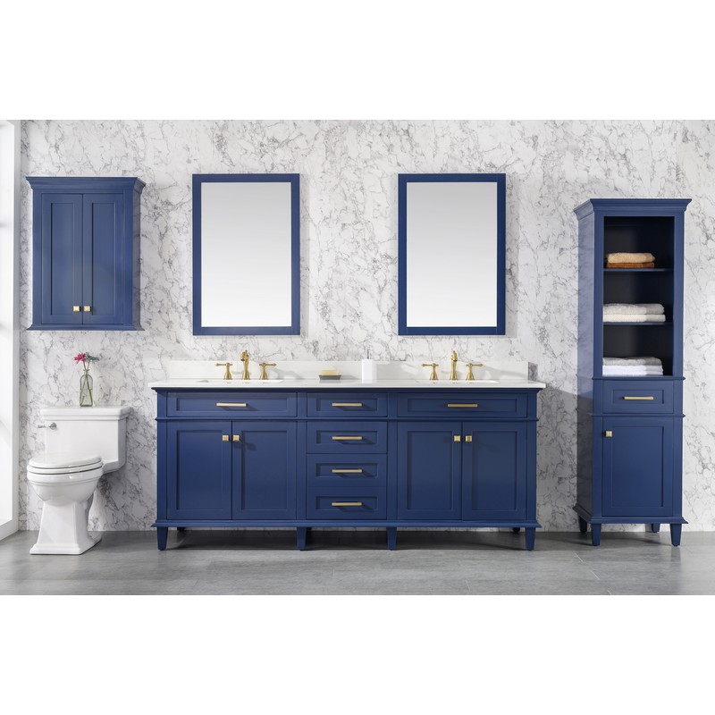 80 Inch Blue Double Sink Vanity Cabinet, Vanity Cabinet With Top