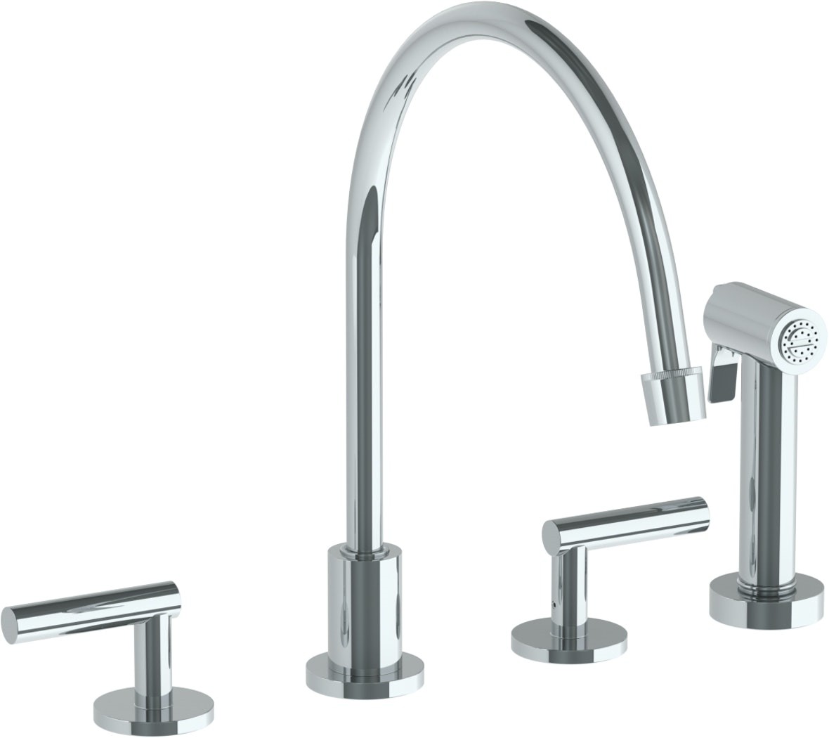 WATERMARK 23-7.1EG LOFT 12 1/2 INCH FOUR HOLES DECK MOUNT EXTENDED GOOSENECK KITCHEN FAUCET WITH SIDE SPRAY