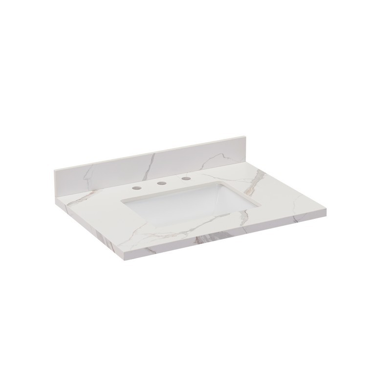 ALTAIR 69031-CTP-CW EIVISSA 31 INCH STONE EFFECTS VANITY TOP IN CALACATTA WHITE WITH WHITE SINK