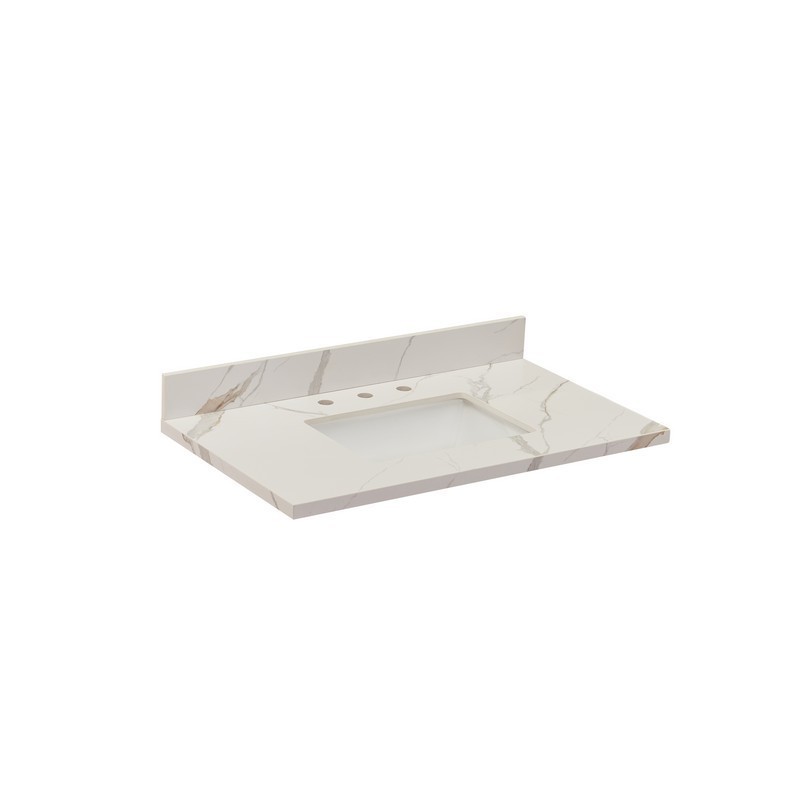 ALTAIR 69037-CTP-CW EIVISSA 37 INCH STONE EFFECTS VANITY TOP IN CALACATTA WHITE WITH WHITE SINK