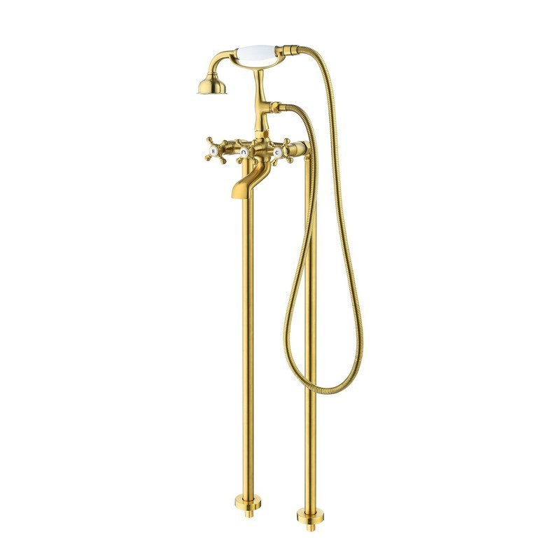 ALTAIR F0225-BTF FORC 41 INCH VINTAGE STYLE CROSS HANDLE CLAW FOOT FLOOR MOUNTED TUB FILER WITH HANDSHOWER