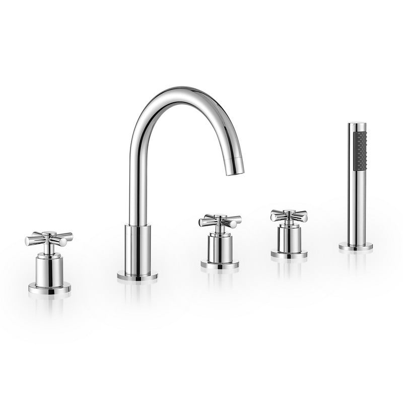 ALTAIR F0624-BTF SORLIA 10 1/8 INCH CROSS HANDLES DECK-MOUNT ROMAN TUB FAUCET WITH HANDSHOWER