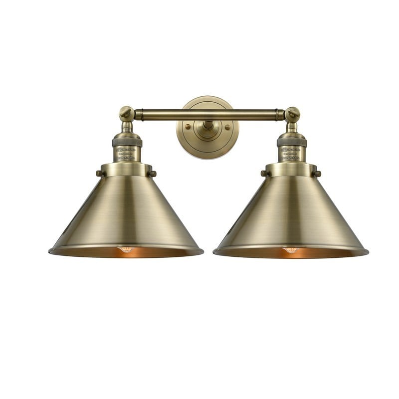 INNOVATIONS LIGHTING 208-M10 FRANKLIN RESTORATION BRIARCLIFF 2 LIGHT 19 INCH METAL SHADE VANITY LIGHT