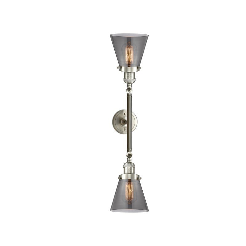 INNOVATIONS LIGHTING 208L-G63 FRANKLIN RESTORATION SMALL CONE 6 1/4 INCH TWO LIGHT WALL MOUNT VANITY LIGHT