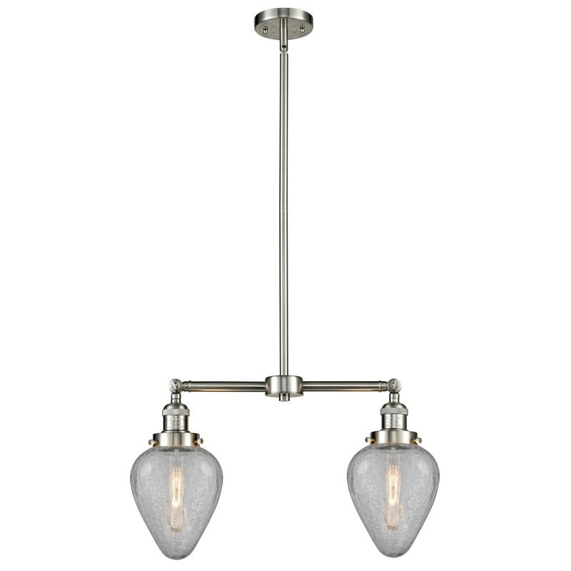 INNOVATIONS LIGHTING 209-G165 FRANKLIN RESTORATION GENESEO 21 INCH TWO LIGHT CLEAR CRACKLE GLASS ISLAND LIGHT